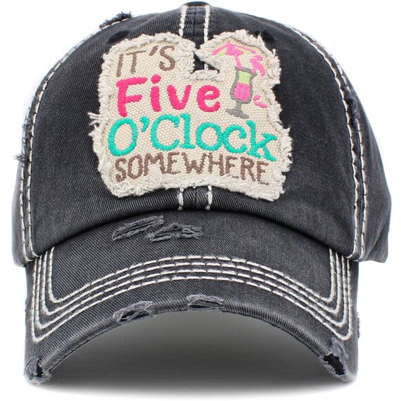 KBETHOS Accessories Its Five Oclock Somewhere Vintage Black Hat